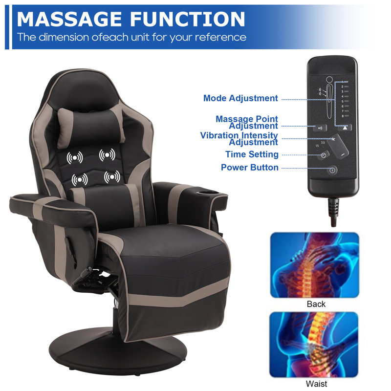 The Twillery Co.® Herrington Gaming Chair with Recline, Massage, and